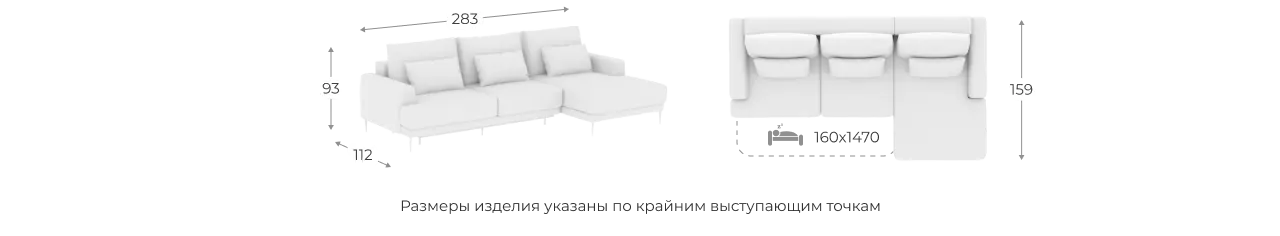 Модульный Грей размеры