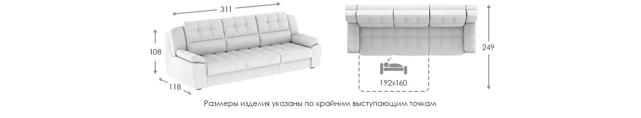 Модульный Диван Орлеан 3р размеры