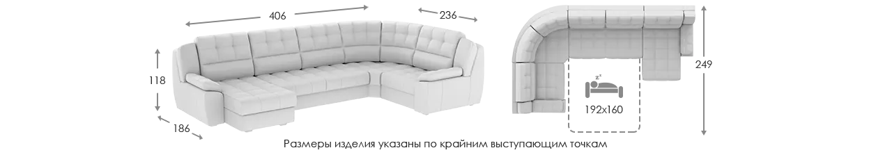 Модульный Диван Орлеан угол с канапе размеры