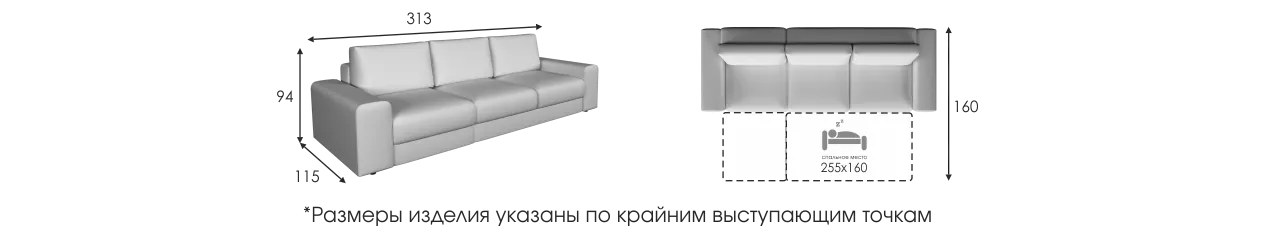 Модульный Диван Престон 3р размеры