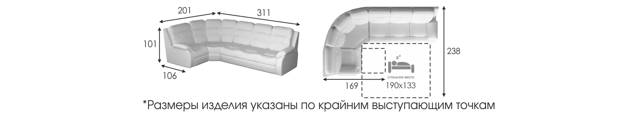 Модульный Рей размеры